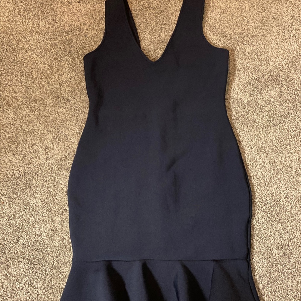 Navy Mini Ruffle Dress - Picture 2 of 3